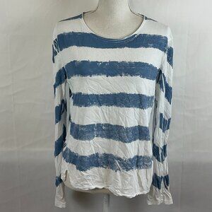 Rag & Bone/Jean Top XS White Blue Stripe Graphic Long Sleeve
